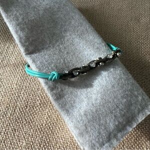 Chloe and Isabel green teal antique gold crystal rope bracelet adjustable chain